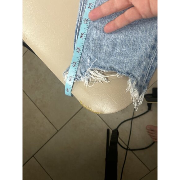 American Eagle 90s Skinny High Rise Stretch Blue Jean 27 W 4 Regular Raw Hem NWT - Picture 9 of 14